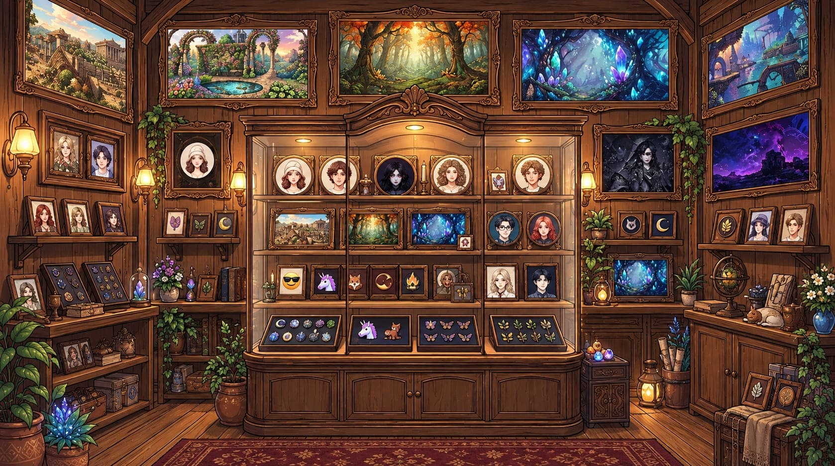 Le hall des vitrines.